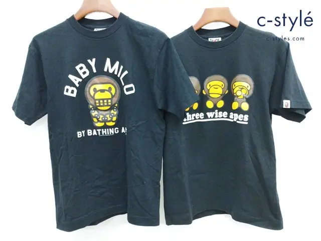 A BATHING APE アベイシングエイプ Tシャツ M ブラック プリント 半袖 計2点