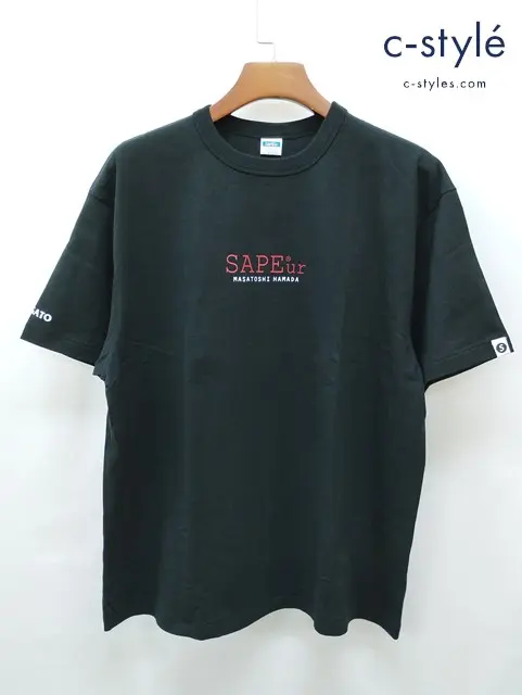 SAPEur サプール Tシャツ L ブラック 綿100% プリント MASATOSHI