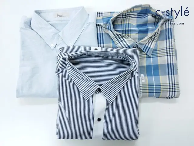 Papas パパス シャツ M L 長袖 ストライプ チェック 計3点