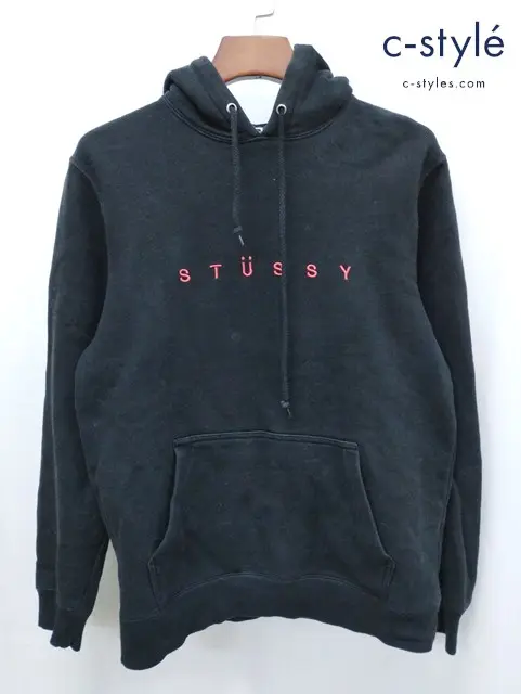 STUSSY ステューシー パーカー M ブラック ロゴ フーディー