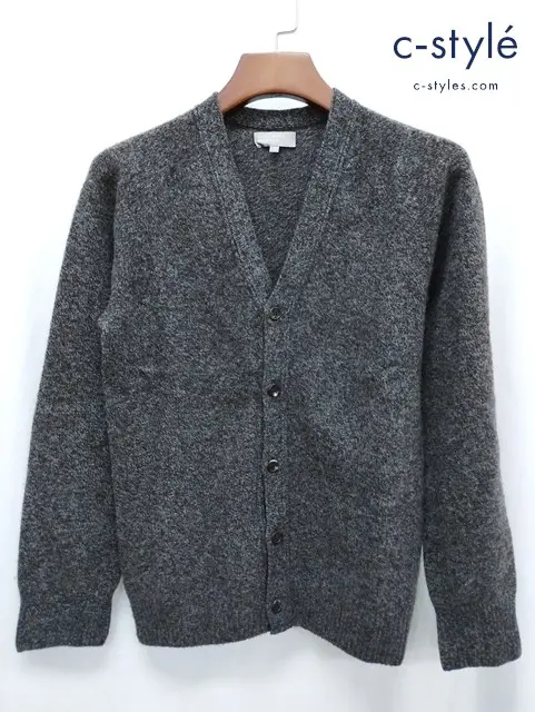 MARGARET HOWELL マーガレットハウエル カーディガン M グレー×ブラウン ウール カシミヤ 579-260307