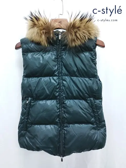 DUVETICA デュベティカ ダウンベスト 40 グリーン系 Goccia ファー着脱可 MFN-1001R レディース