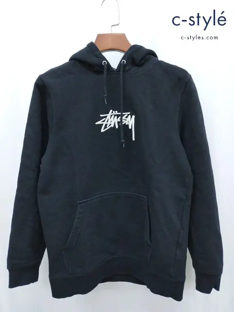 STUSSY ステューシー パーカー S ブラック 刺繍