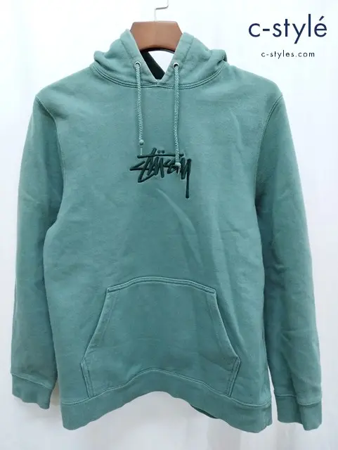 STUSSY ステューシー パーカー S グリーン 刺繍