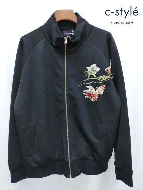 抜刀娘 バットウムスメ トラックジャケット ジャージ XXL ブラック 鯉 和柄 274865