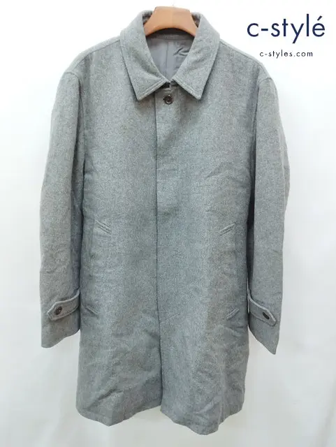 Papas パパス ステンカラーコート LL グレー ウール カシミヤ混 D0418FCH405 日本製