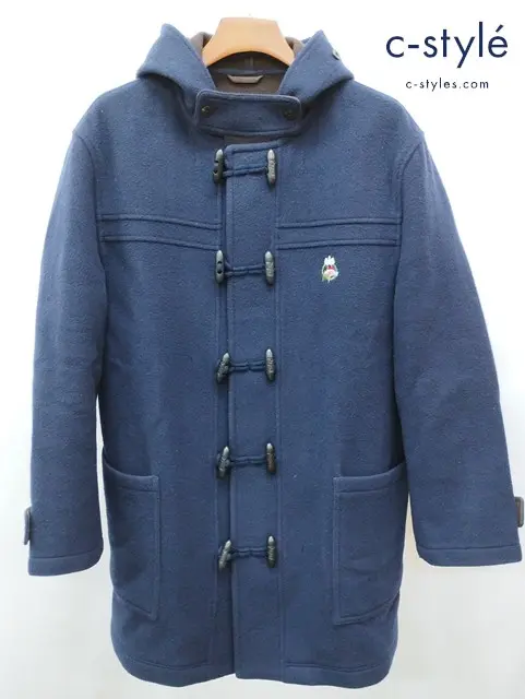 Papas パパス ダッフルコート L ネイビー ロゴ刺繍 D0434FCH109 日本製