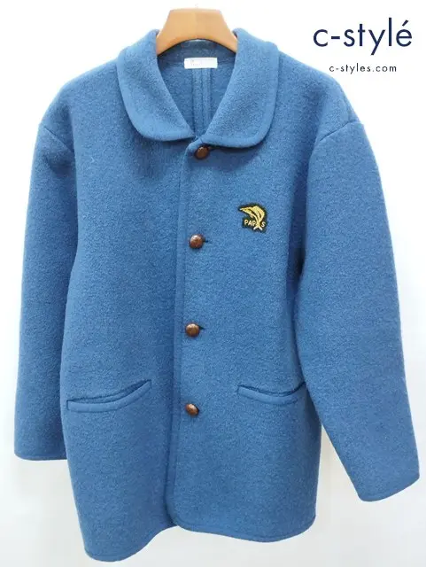 Papas パパス メルトンコート ブルー D0444KJM58 ウール100