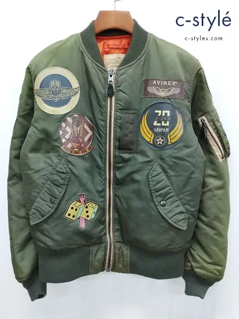 AVIREX アヴィレックス MA-1 ジャケット M カーキ×オレンジ リバーシブル 中綿 6162063