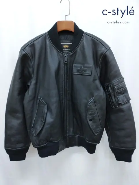 ALPHA INDUSTRIES アルファインダストリーズ MA-1 ジャケット M ブラック レザー NA-416