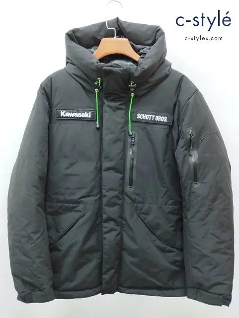 Kawasaki×SCHOTT カワサキ×ショット ダウンジャケット LL ブラック 3112084