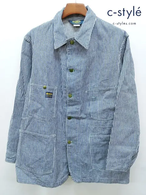 OSH KOSH B’GOSH オシュコシュ ビゴッシュ ヒッコリー カバーオール 42 ブルー×ホワイト 601-1027