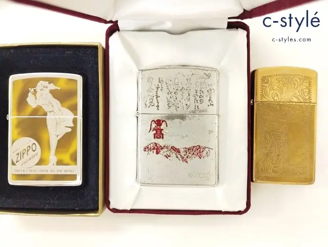 ZIPPO ジッポー オイルライター べっ甲風 ウィンディガール ベネチアン ブラス 窓 2面 長野高等学校 計3点