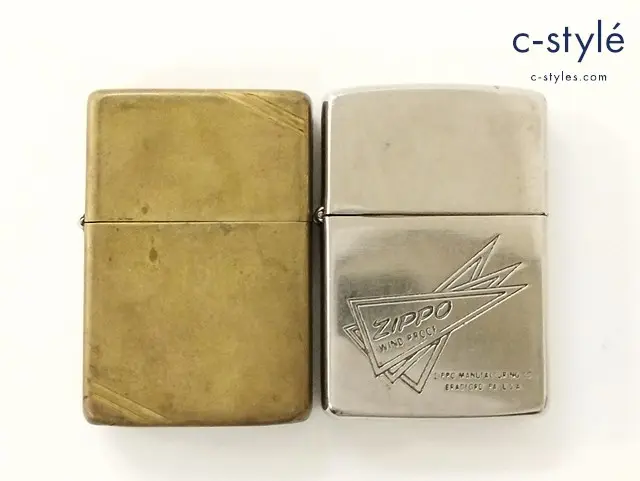 ZIPPO ジッポー オイルライター ダイアゴナルライン ブラス ゴールド ’86 シルバー イタリック体 ’87 計2点