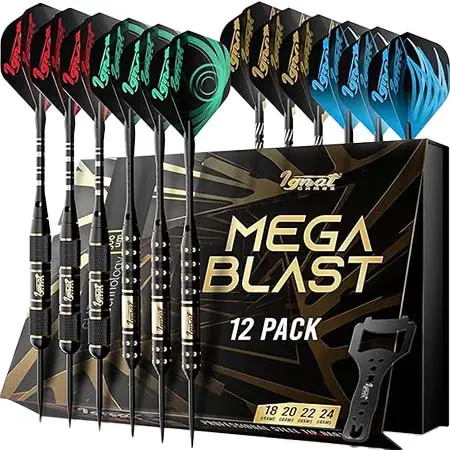 IGNAT GAMES(イグナットゲームズ) ダーツ ダーツセット スチールチップダーツ 12本パックセット – メガブラスト