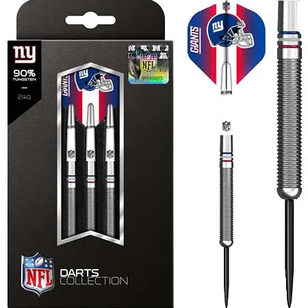 NFL(エヌエフエル) ダーツ ダーツセット スチールチップ タングステンダーツ – 公式ライセンス – ニューヨーク・ジャイアンツ – 24g
