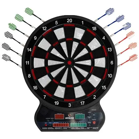RUTHLESS(ルースレス) ダーツ ダーツボード R600 電子ダーツボード – ソフトチップ – ダーツ4セット付き – プレイヤー8人、27ゲーム