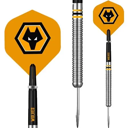 Soccer(サッカー) ダーツ ダーツセット ウルヴァーハンプトン・ワンダラーズFCダーツ – スチールチップタングステン – 公式ライセンス – ウルブズ – 24g