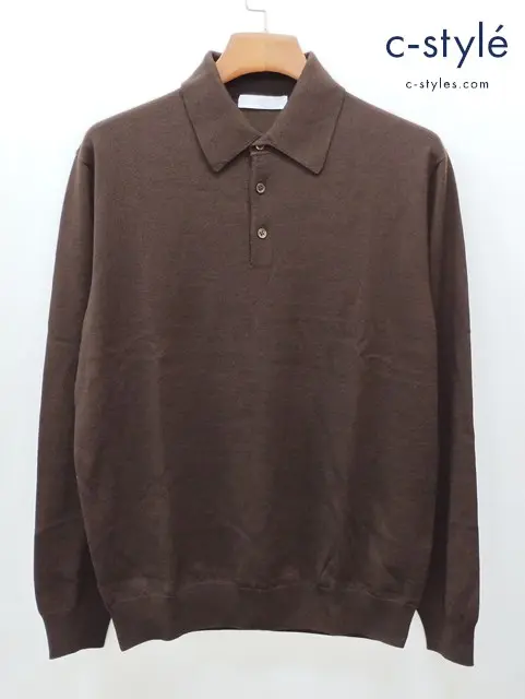 Cruciani クルチアーニ ニットポロシャツ 52 ブラウン ウール100% イタリア製