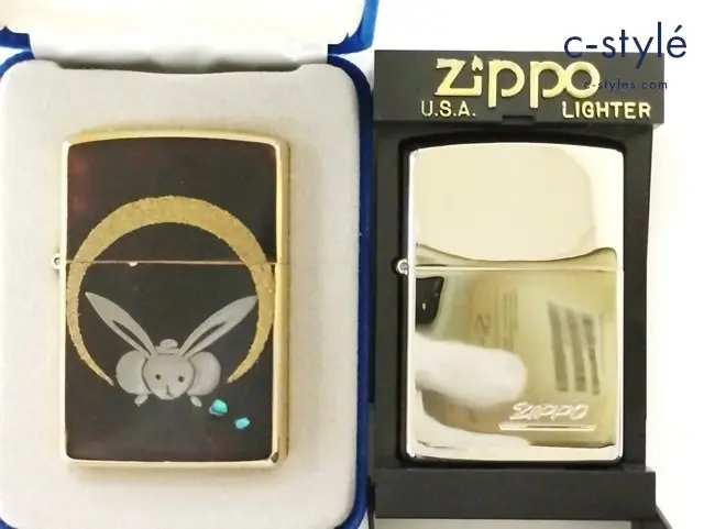 ZIPPO ジッポー オイルライター ロゴ 銀チタン シルバー 卯 因幡の白うさぎ ブラック×ゴールド ’98