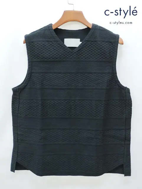 CURLY&Co. カーリーアンドコー ベスト 2 ブラック CABLE JACQUARD VEST 綿100％ 日本製