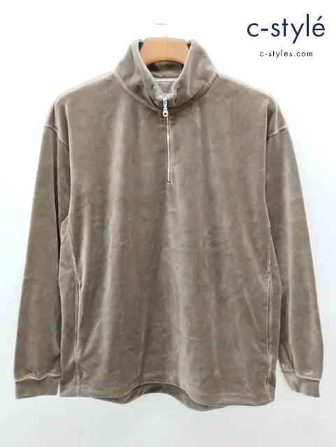 CURLY&Co. カーリーアンドコー ハーフジッププルオーバー 1 グレージュ系 VELOUR HALF ZIP P/O 日本製