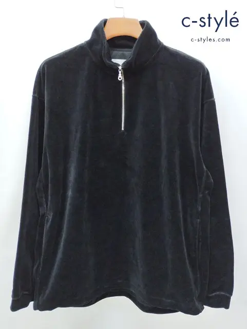 CURLY&Co. カーリーアンドコー ハーフジッププルオーバー 3 ブラック VELOUR HALF ZIP P/O 日本製