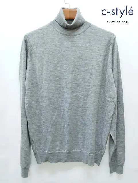 JOHN SMEDLEY ジョンスメドレー タートルネックニット L グレー ウール100% イギリス製