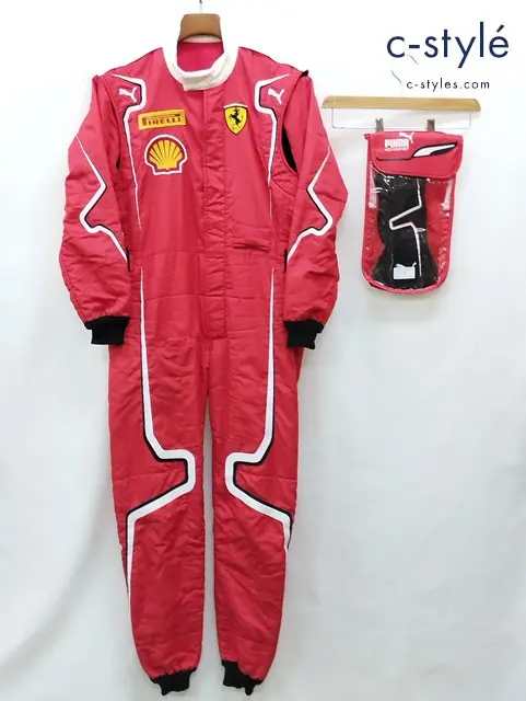 PUMA×Ferrari プーマ×フェラーリ レーシングスーツ 50 レッド イタリア製 10110830 グローブ付