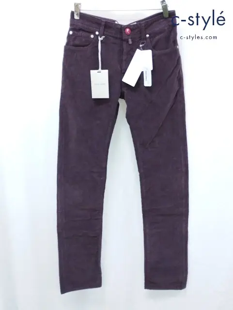 JACOB COHEN ヤコブコーエン J688 WASHED COTTON STRETCH TIGHT STRAIGHT CORDUROY PANTS 28 ブラウン系