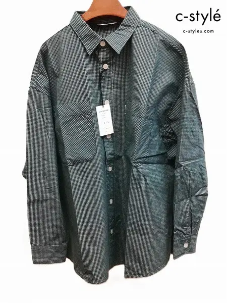 COOTIE PRODUCTIONS クーティー プロダクションズ シャツ M グリーン Garment Dyed Ripstop Check L/S Shirt
