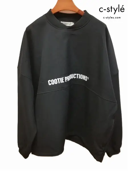 COOTIE PRODUCTIONS クーティー プロダクションズ 長袖 Tシャツ M ブラック POLYESTER TWILL FOOTBALL LS TEE