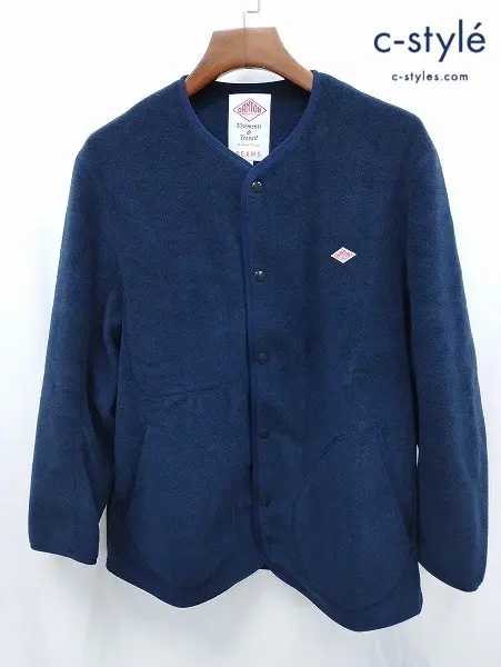 DANTON×BEAMS ダントン×ビームス FLEECE COLLARLESS JACKET ジャケット L ネイビー DT-A0458-BM