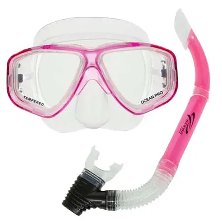 Oceanpro(オーシャンプロ) ダイビング マスク Coral Scuba Diving and Snorkeling Mask and Snorkel Set – Pink