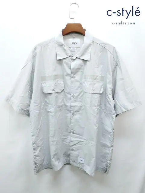 WTAPS ダブルタップス ミリタリーシャツ 4 ライトグレー 綿100% 半袖 231BRDT-SHM03