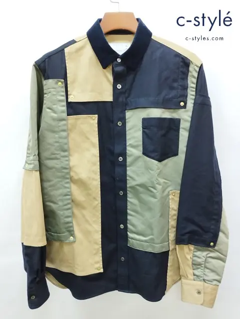 sacai サカイ シャツ 3 マルチカラー 長袖 日本製 Fabric Combo Shirt 20-02527M
