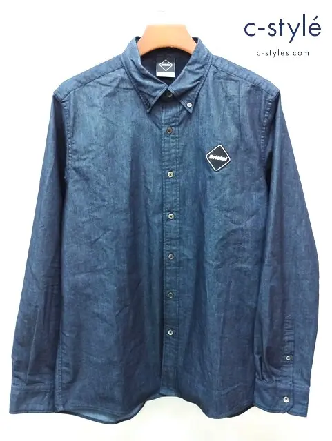 F.C.Real Bristol エフシーレアルブリストル シャツ XL インディゴ 長袖 日本製 FCRB-192074