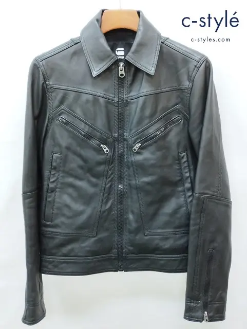 G-STAR RAW ジースターロゥ ジャケット XS ブラック FLIGHT LEATHER JKT D20075