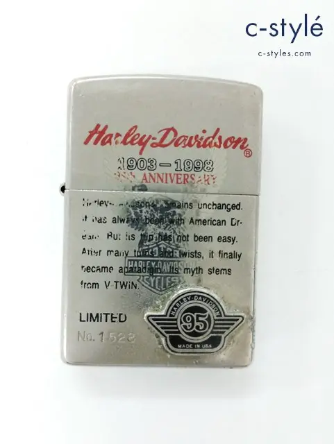 ZIPPO ジッポー オイルライター Harley-Davidson 1903-1998 95th ANNIVERSARY シルバー ’97