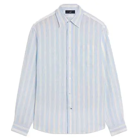 dunhill(ダンヒル) リネン ワイドストライプ ロングスリーブ ポイントカラー シャツ DU26RG161GW450