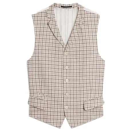 dunhill(ダンヒル) ウール シルク リネン ガンクラブチェック シングルブレスト ウエストコート DU26RCW06ST284