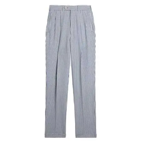 dunhill(ダンヒル) ウール シルク シアサッカーストライプ ダブルプリーツ パンツ DU26RDT36TA438