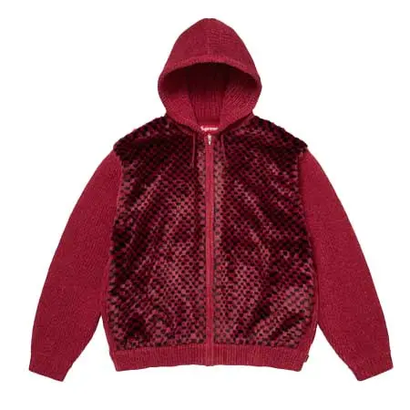 Supreme(シュプリーム) Checkerboard Faux Fur Zip Up Hooded Swaeter