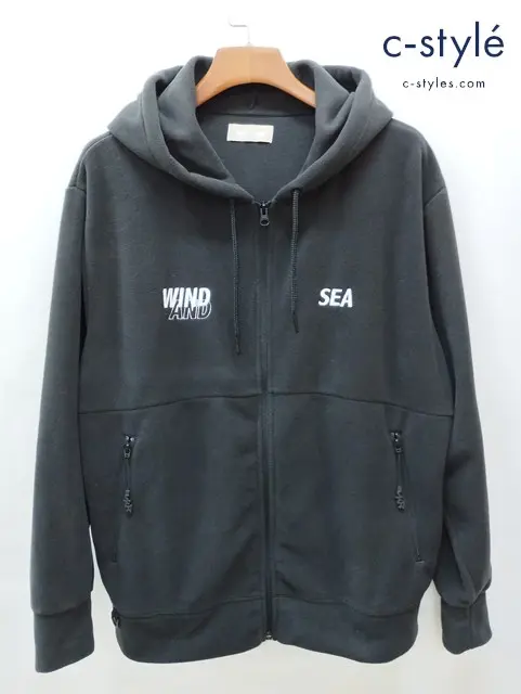 WIND AND SEA ウィンダンシー パーカー L ブラック フリース WDS-O-ESS-24-Q2-PLT-01