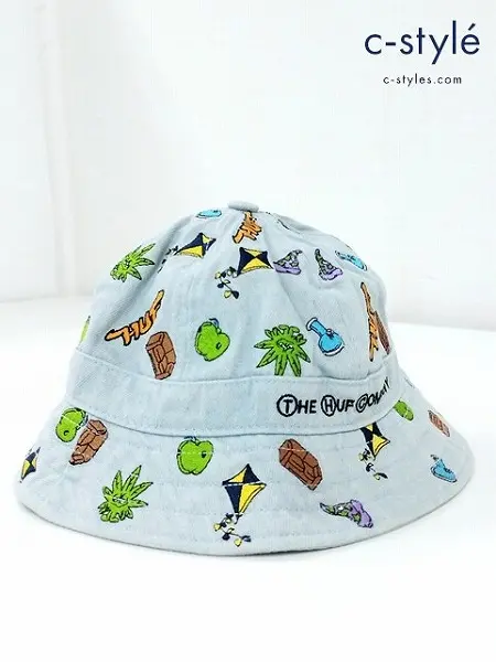 HUF ハフ 420 SCATTERBRAIN BELL HAT ハット L/XL ブルー系 総柄 HT00694