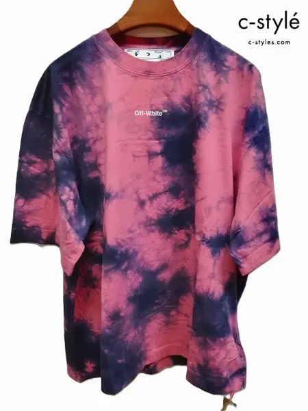 Off White オフホワイト Tシャツ L ピンク系 半袖 OMAA120F22JER0093401 ARROW TIE DYE OVER SKA