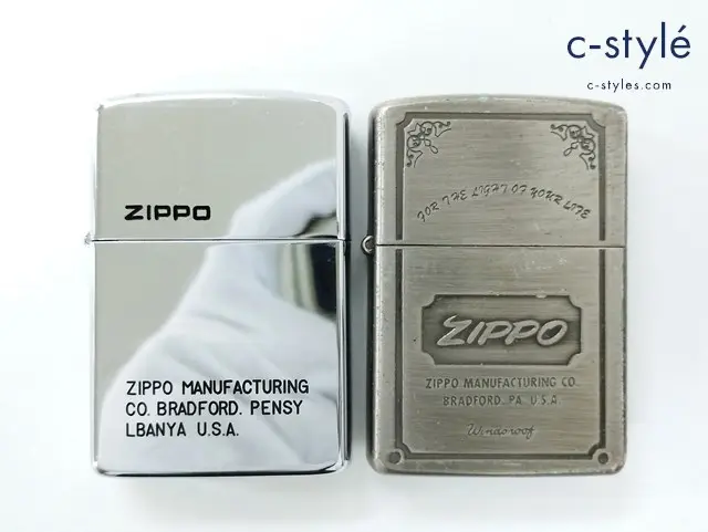 ZIPPO ジッポー オイルライター MANUFACTURING ロゴ ’88 イタリック斜体 ’87 シルバー 計2点