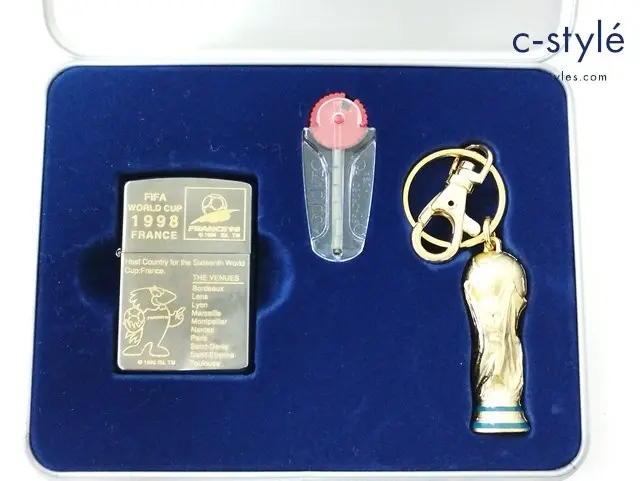 ZIPPO ジッポー オイルライター FIFA WORLD CUP フランス98 ブラック系 ’96トロフィーキーホルダー 缶付