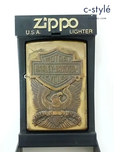 ZIPPO ジッポー オイルライター MOTOR HARLEY-DAVIDSON CYCLES ゴールド ’99 メタル貼り 立体プレート