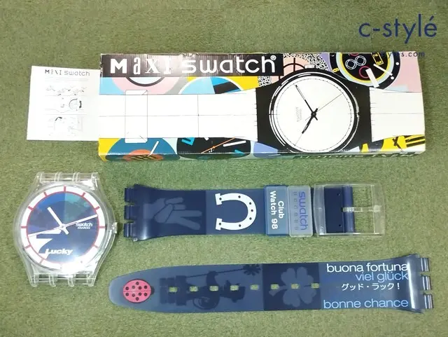 Swatch スウォッチ 壁掛け時計 ネイビー系 Maxi Swatch Lucky 7